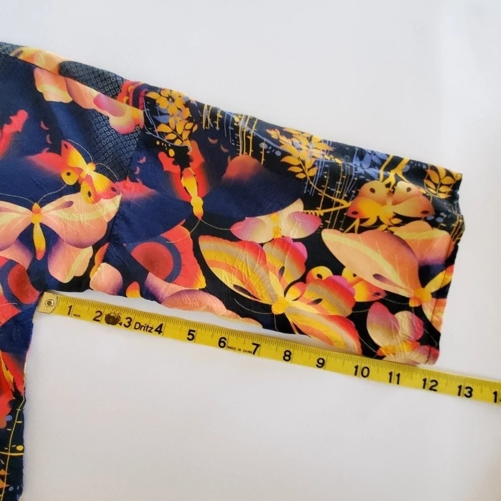 1003 * Citron Santa Monica 100% Silk Butterfly Print Blouse Lightweight Size S - Picture 8 of 8